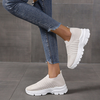 Women Knit Detail Slip On Wedge Sneakers