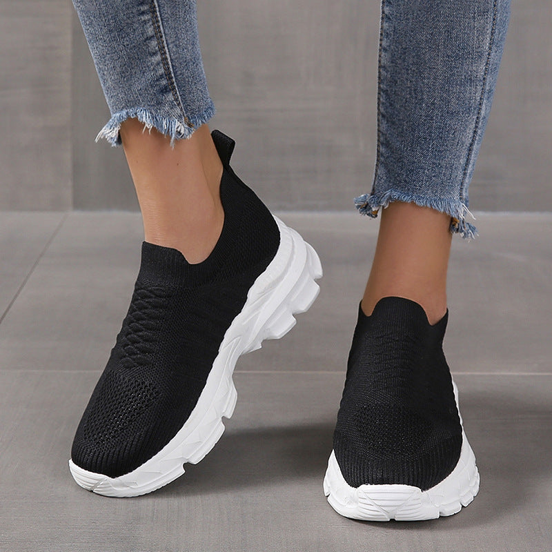 Women Knit Detail Slip On Wedge Sneakers