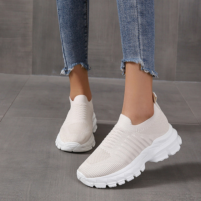 Women Knit Detail Slip On Wedge Sneakers