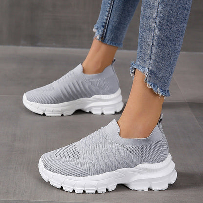 Women Knit Detail Slip On Wedge Sneakers