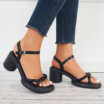 Open Toe Platform Chunky Heels Ankle Strap Dress Sandals