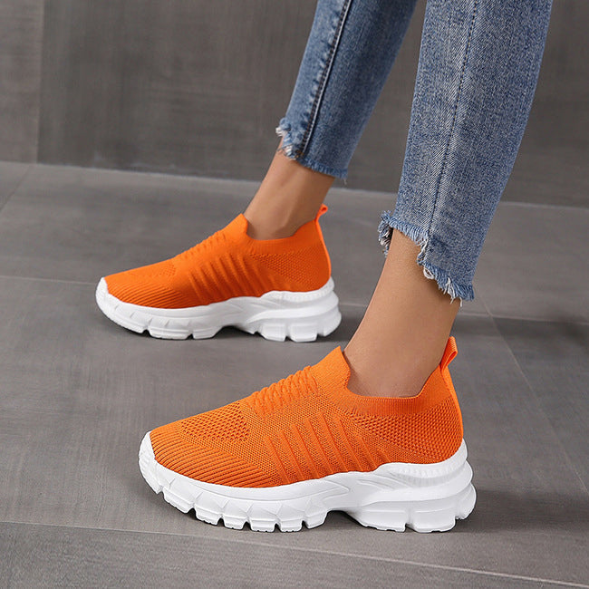 Women Knit Detail Slip On Wedge Sneakers