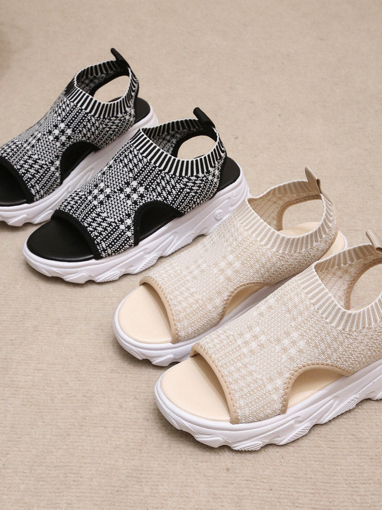 Knit Cutout Platform Sandals