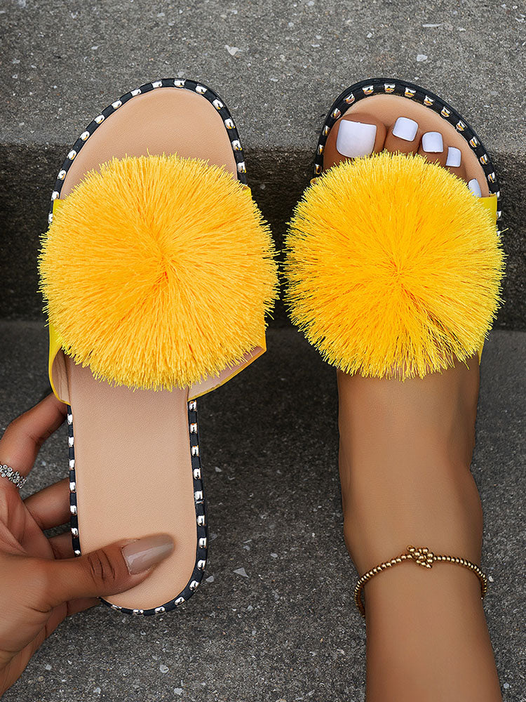 Plush Flat Slide Sandals