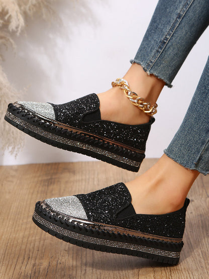 Rhinestone Sequin Slip-on Loafer Shoes