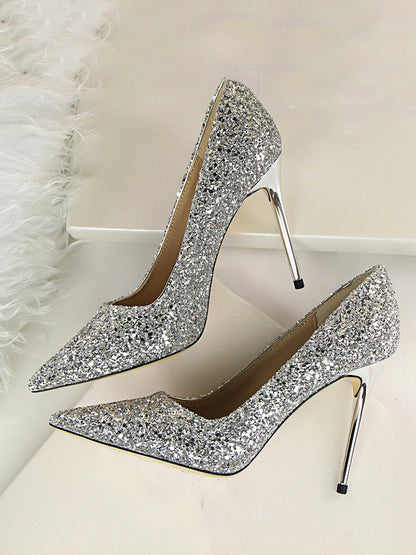 Sequin Pointed Toe High Heels Shoes