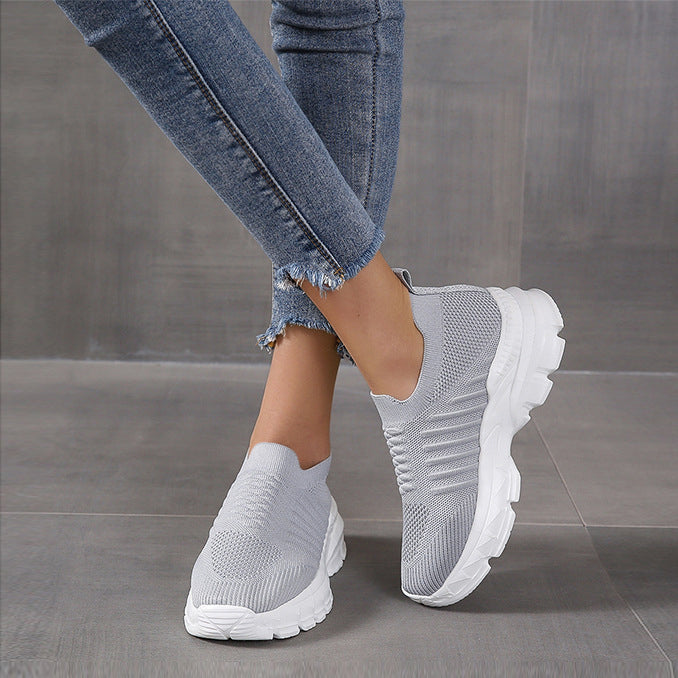 Women Knit Detail Slip On Wedge Sneakers