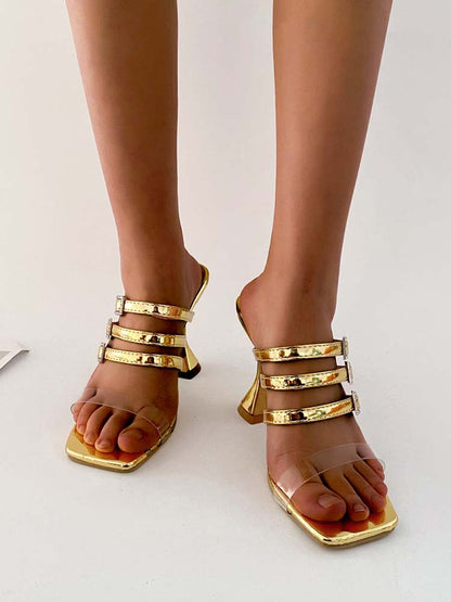 Square Toe Chunky Heel Sandals