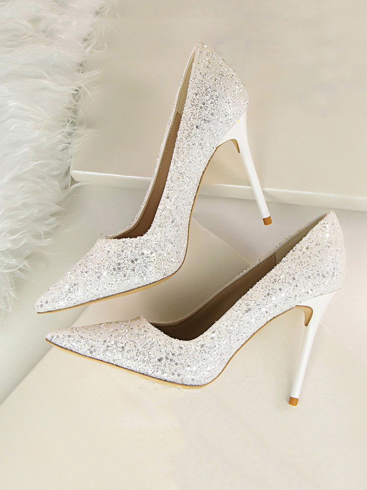 Sequin Pointed Toe High Heels Shoes