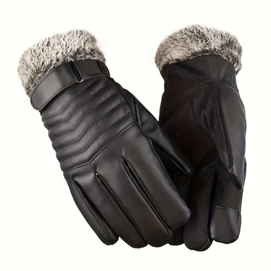 1pair Women's Warm Fleece Gloves: Anti Slip, Waterproof, Touch Screen, Thermal Gloves For Outdoor Snow, Winter Skiing, Cycling & Riding