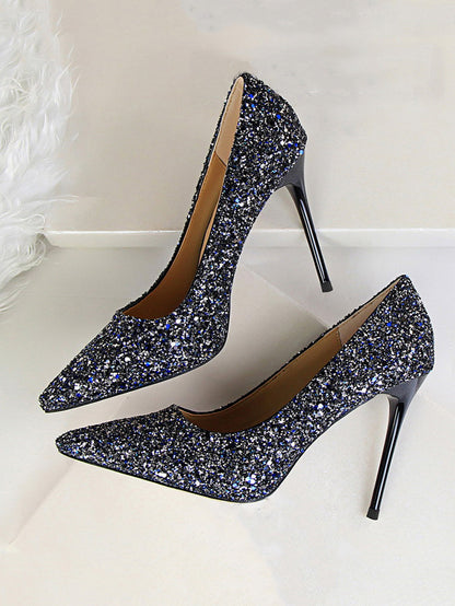 Sequin Pointed Toe High Heels Shoes