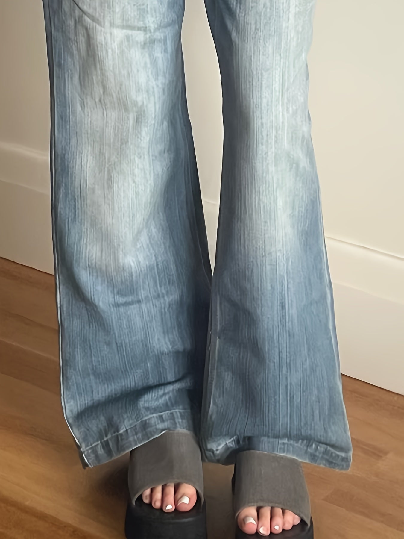 「binfenxie」Retro Jeans Women Fashion Famale Clothing Loose Casual Jeans Mid Waist Y2K Streetwear Aesthetics Solid Baggy Straight Trousers, Women's Denim Jeans