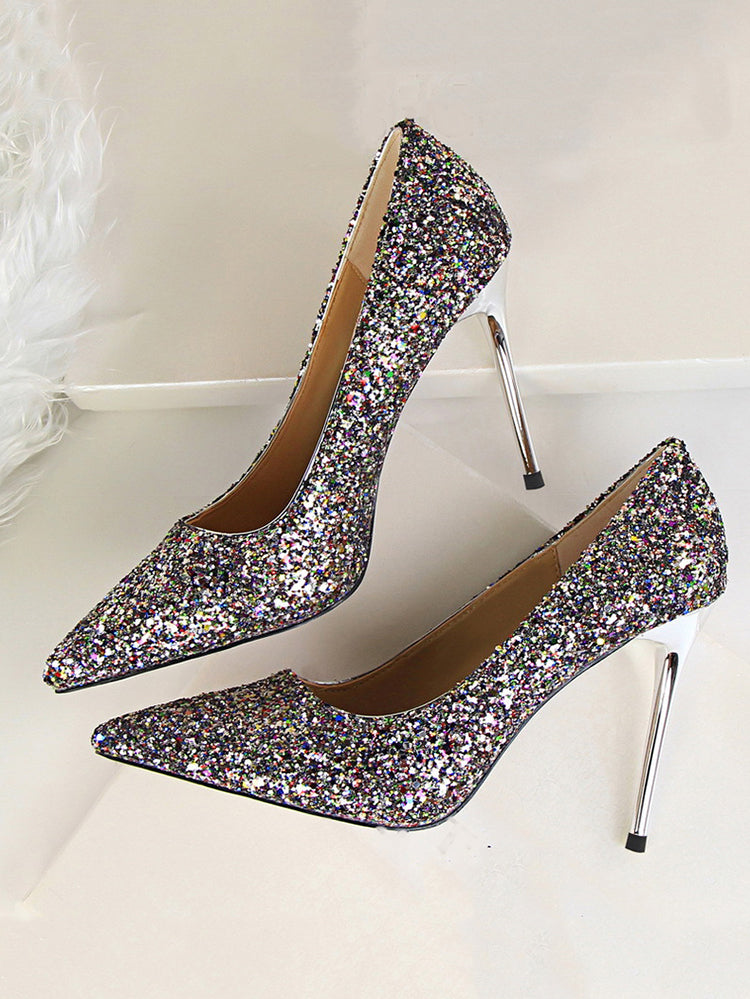 Sequin Pointed Toe High Heels Shoes