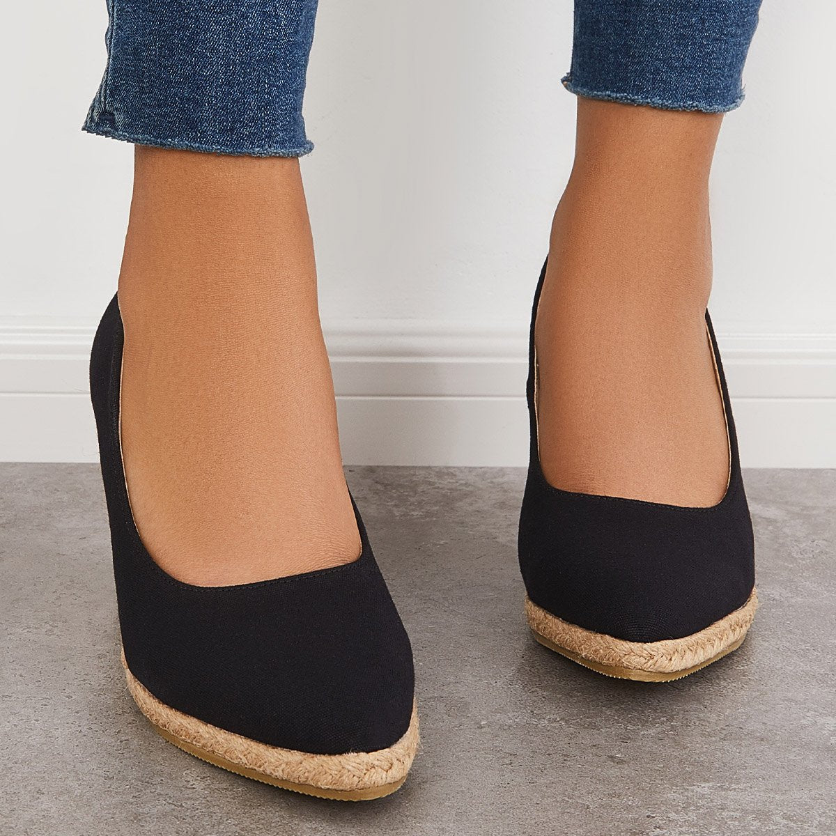 Women Elegant Platform Espadrilles Wedge Sandals Slip On Closed Toe Pumps