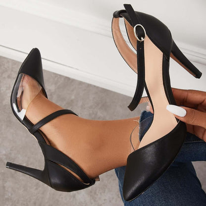 Pointed Toe Stiletto High Heels Ankle Strap Dress Pumps