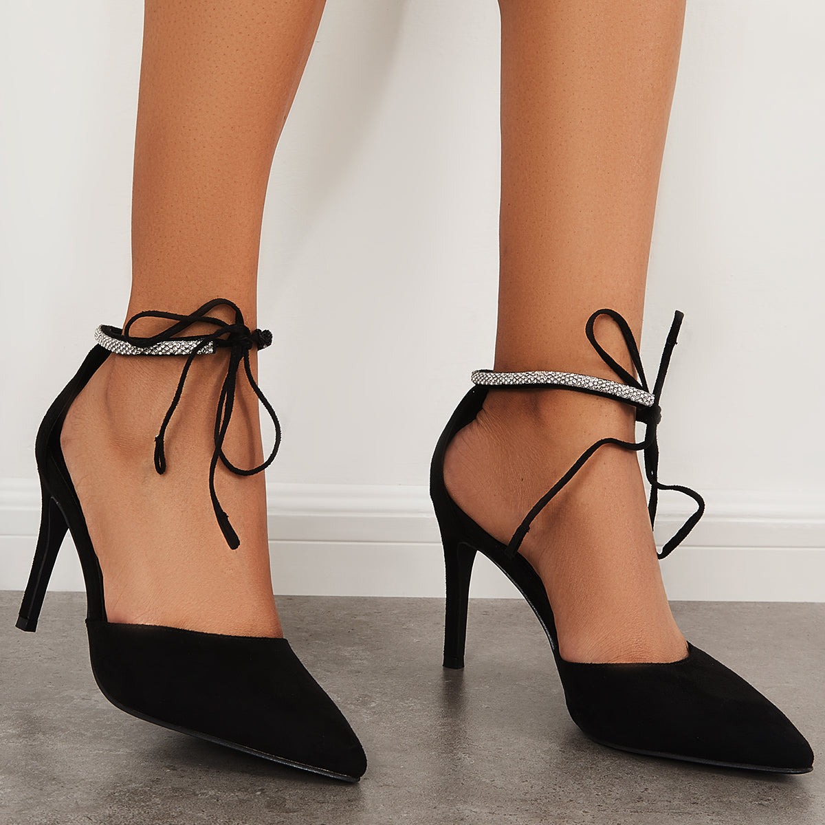 Pointed Toe Cutout Stilettos High Heel Ankle Strap Dress Pumps