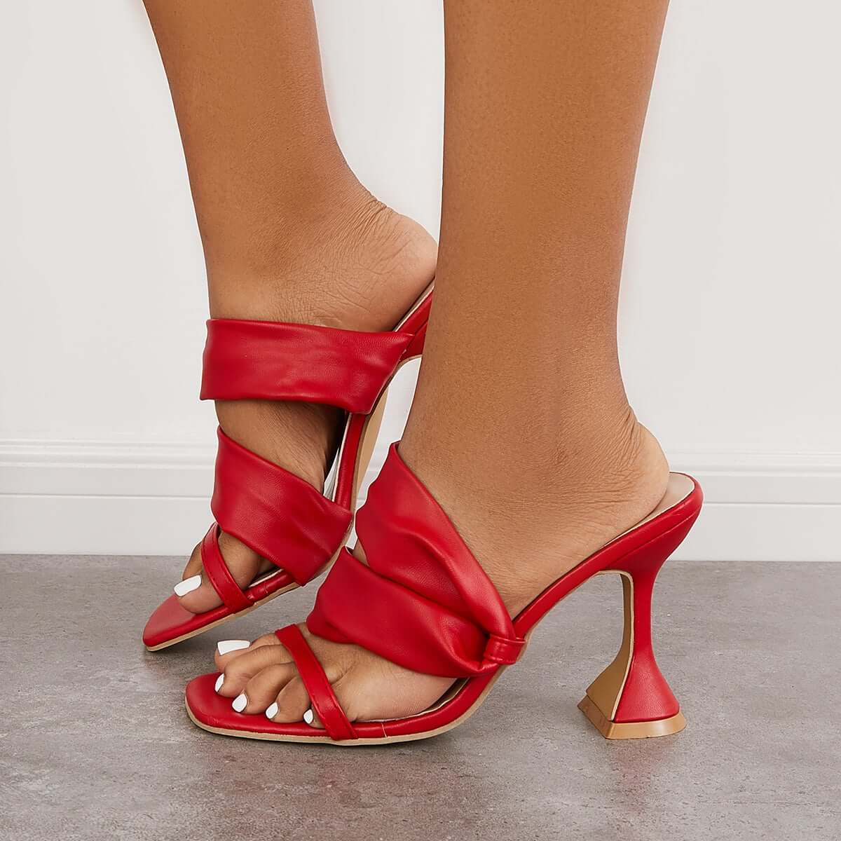 Square Toe Backless Stiletto High Heels Slip on Mule Sandals