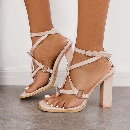 Women Heels Sandals Summer Square Open Toe Chunky Heels for Women