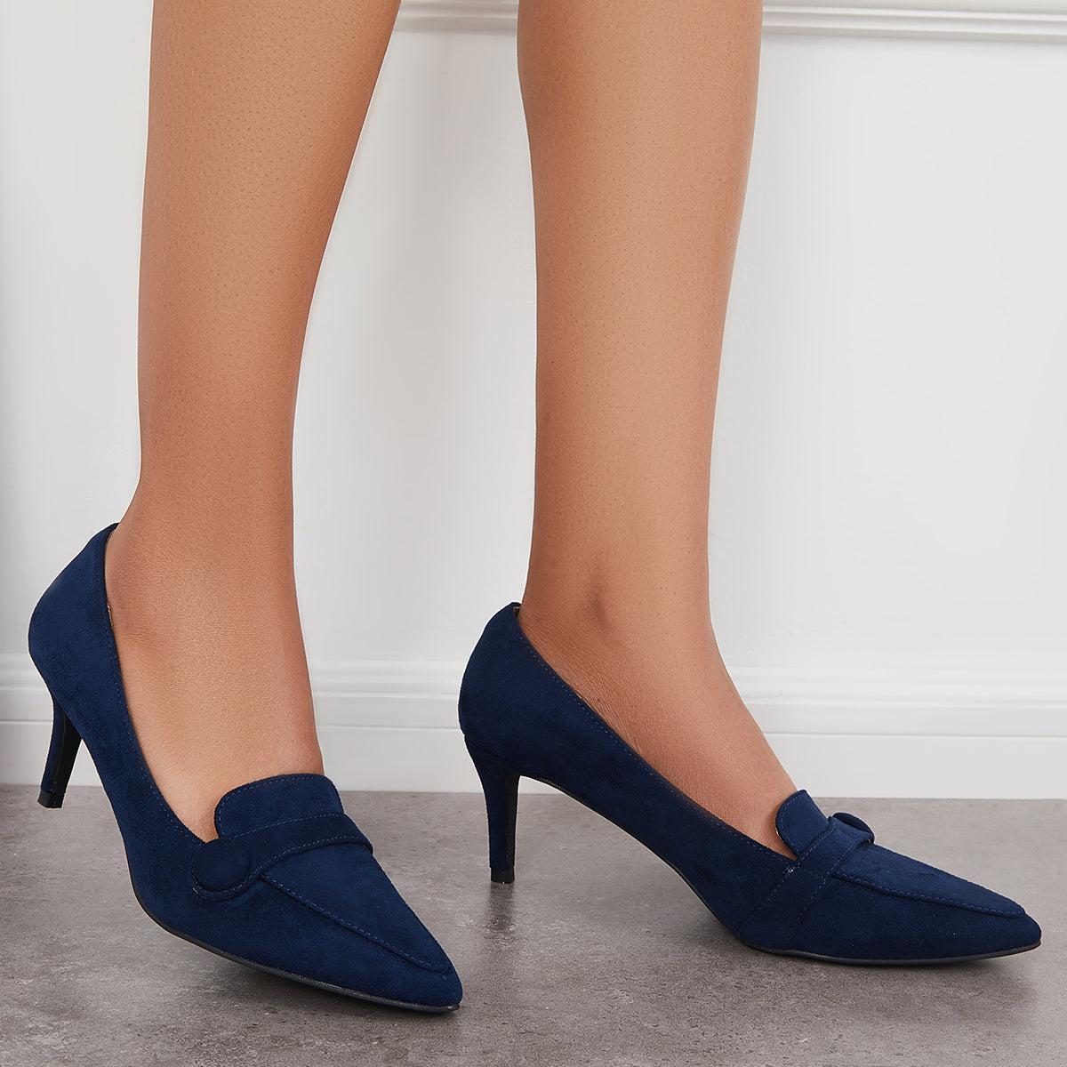 Pointed Toe Buckle Pumps Slip on High Heel Office Shoes