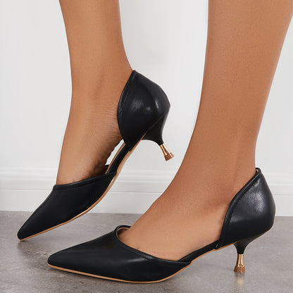 Women Slip on Cutout Kitten Heels Pointed Toe Dress Pumps