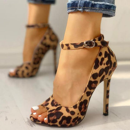 Peep Toe High Heel Pumps Ankle Strap Stilettos Thin Heels