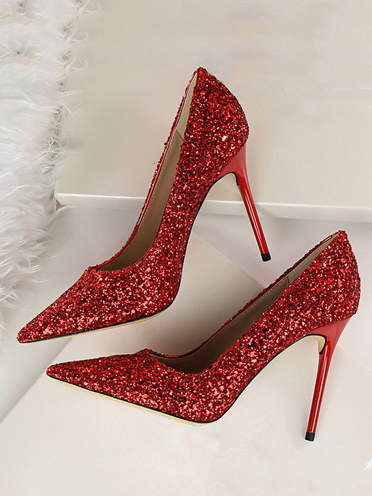 Sequin Pointed Toe High Heels Shoes