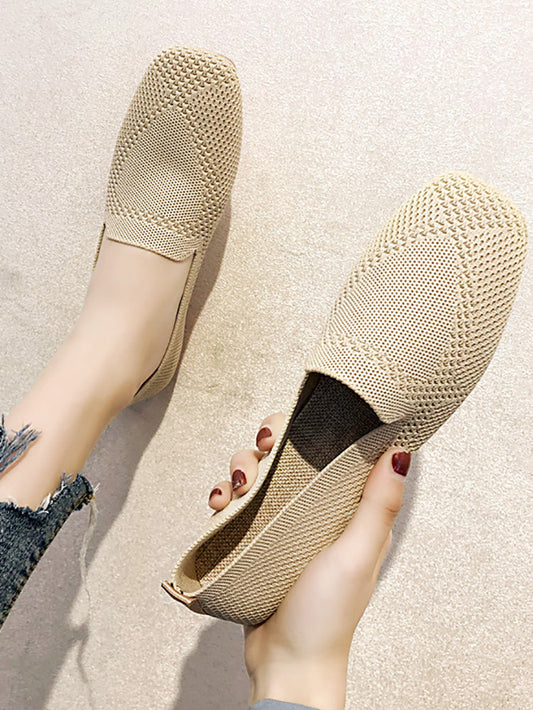 Knit Slip On Flat Shoes