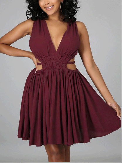 V Neck Cutout Mini Dress