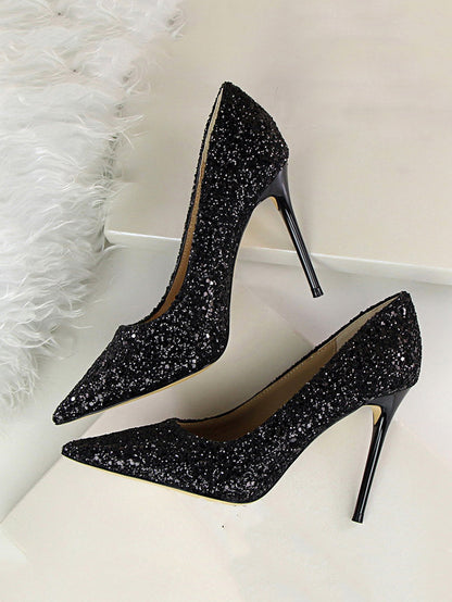 Sequin Pointed Toe High Heels Shoes