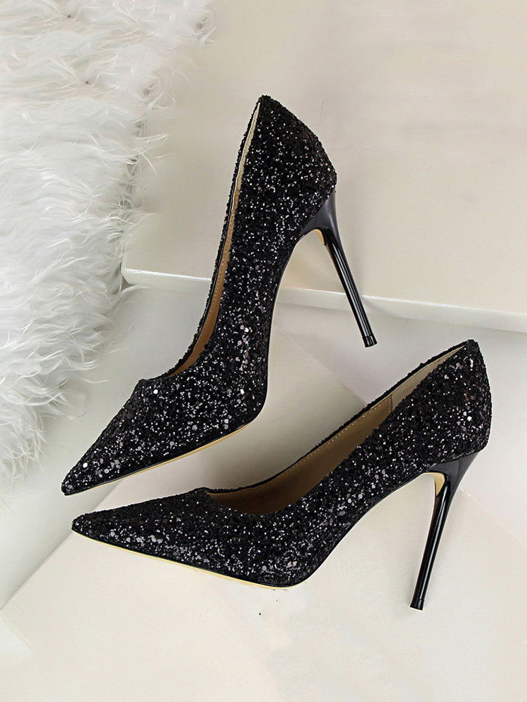 Sequin Pointed Toe High Heels Shoes