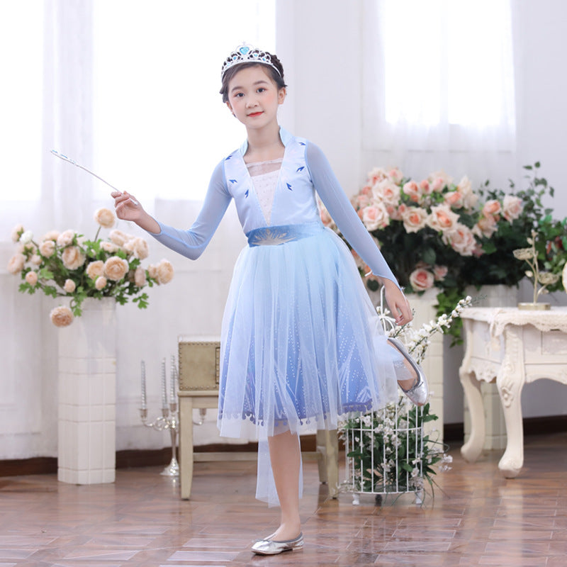 Foreign Trade Hot Girls Dress Princess Dress Frozen 2 Elsa's Princess Dress Kids Dress Performance Dress