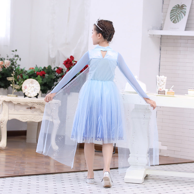 Foreign Trade Hot Girls Dress Princess Dress Frozen 2 Elsa's Princess Dress Kids Dress Performance Dress