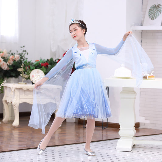 Foreign Trade Hot Girls Dress Princess Dress Frozen 2 Elsa's Princess Dress Kids Dress Performance Dress