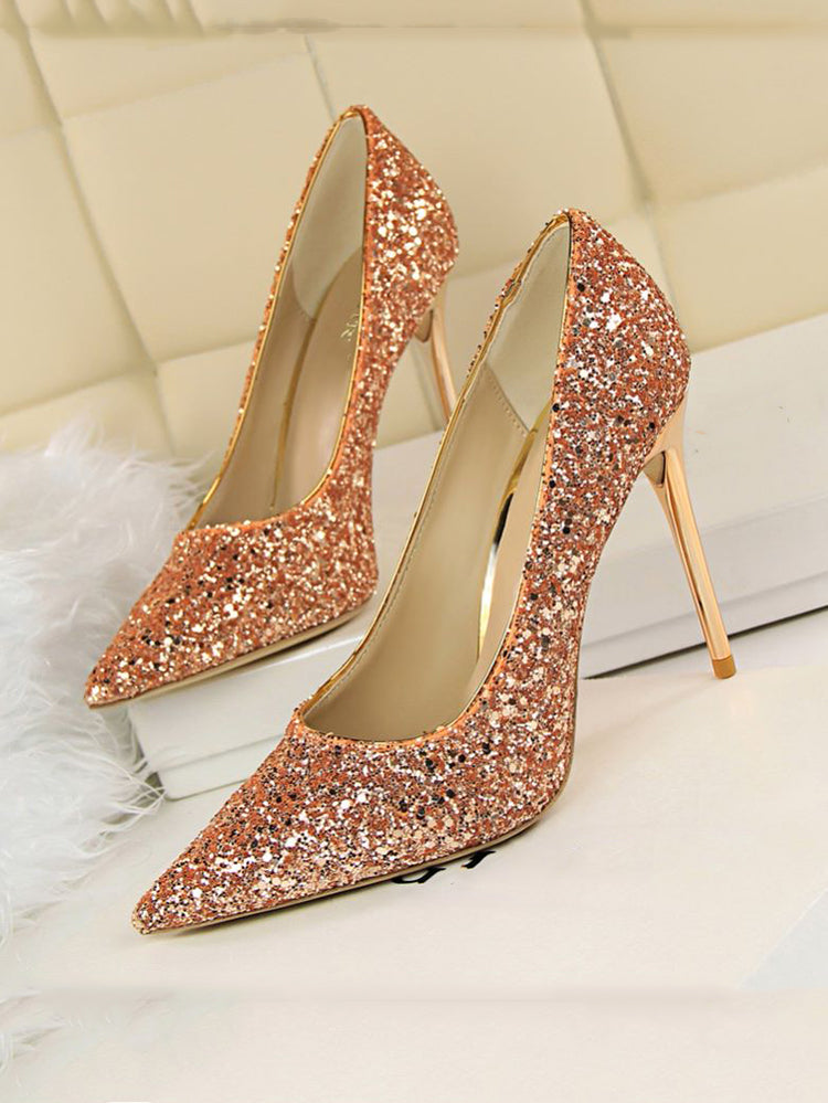 Sequin Pointed Toe High Heels Shoes