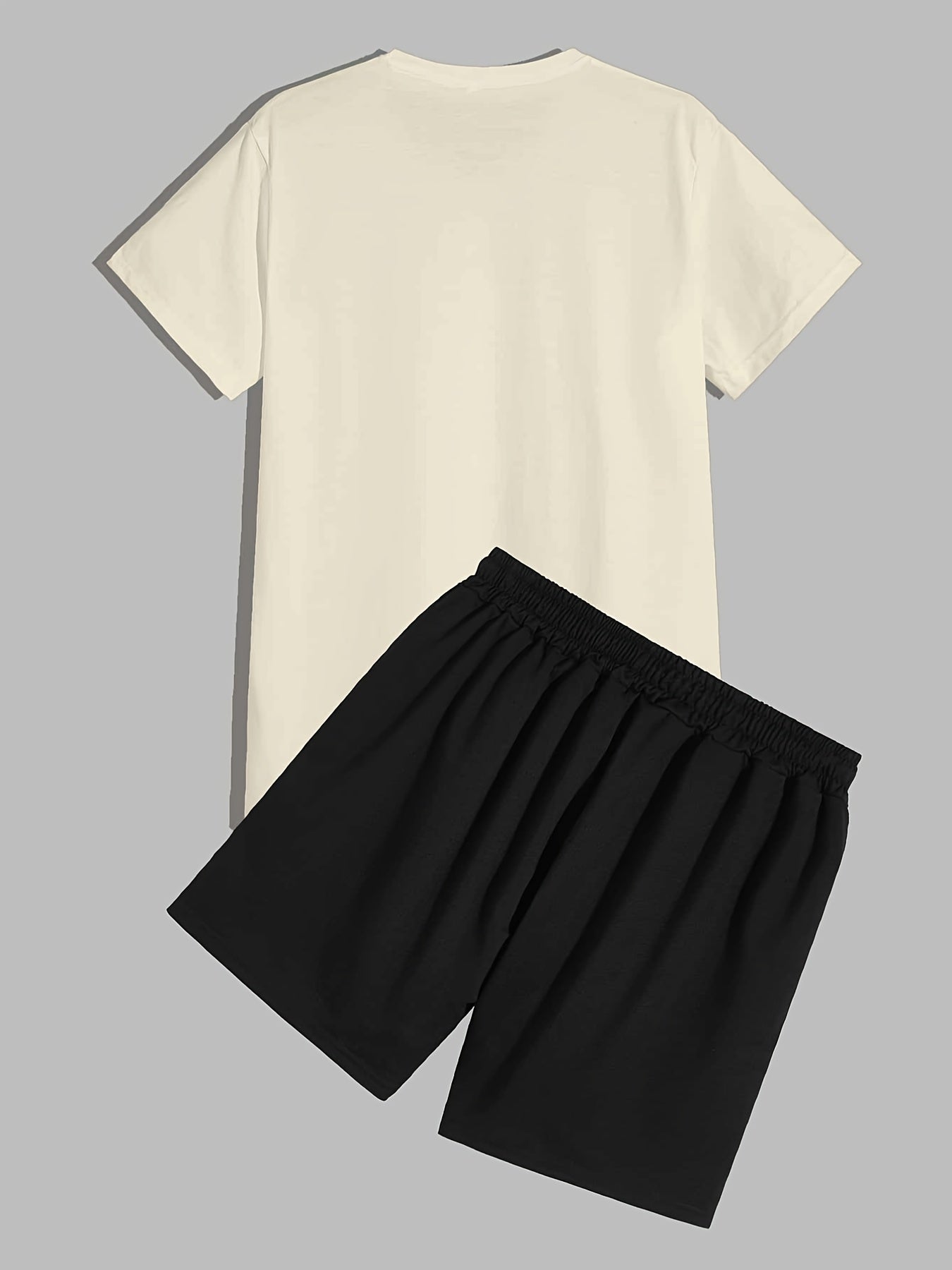 「binfenxie」Los Angeles, Men's 2 Pieces Outfits, Round Neck Short Sleeve T-Shirt And Drawstring Shorts Set