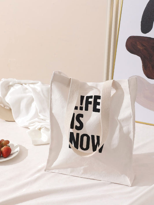 binfenxie - Slogan Graphic Tote Bag  - Women Tote Bags