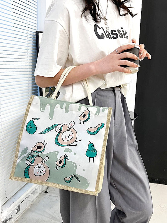 binfenxie - Cartoon Graphic Top Handle Bag  - Women Tote Bags