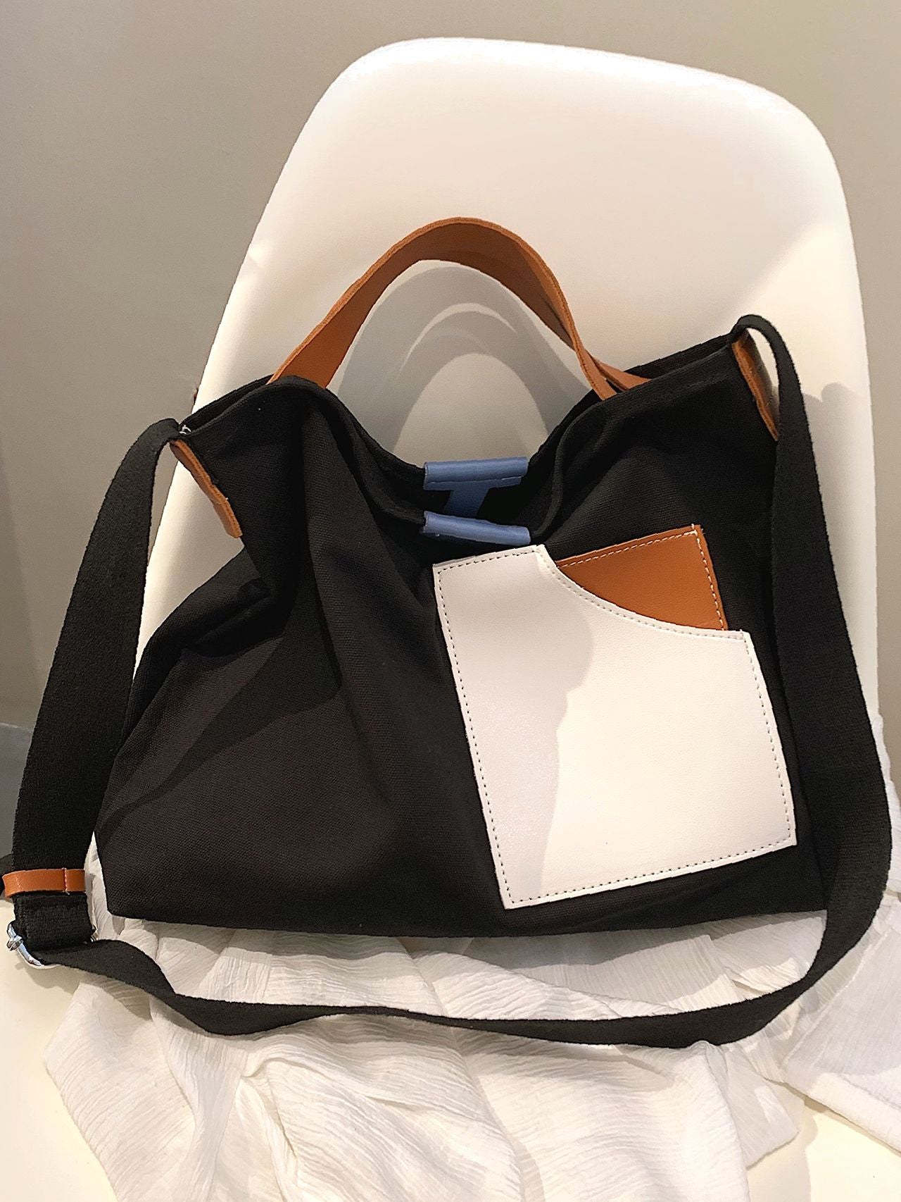 binfenxie - Colorblock Top Handle Bag  - Women Tote Bags