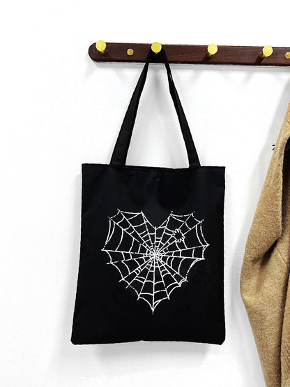 binfenxie - Spider Web Print Shopper Bag  - Women Tote Bags