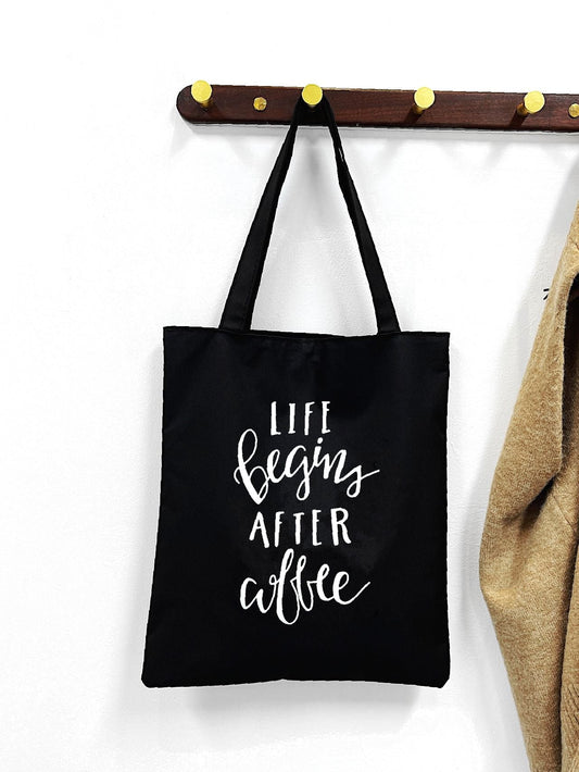 binfenxie - Slogan Graphic Shopper Bag  - Women Tote Bags