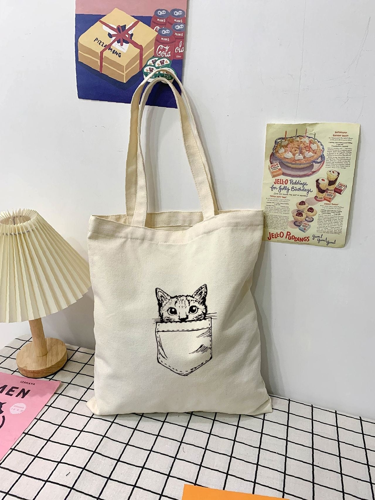 binfenxie - Cat Print Shopper Bag  - Women Tote Bags