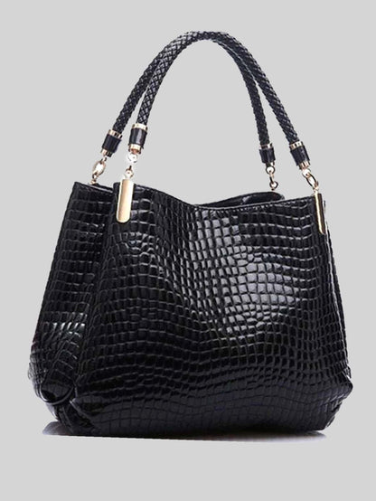 binfenxie - Minimalist Croc Embossed Shoulder Tote Bag  - Women Tote Bags