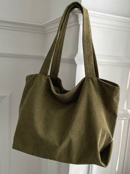 binfenxie - Large Capacity Corduroy Shoulder Tote Bag  - Women Tote Bags