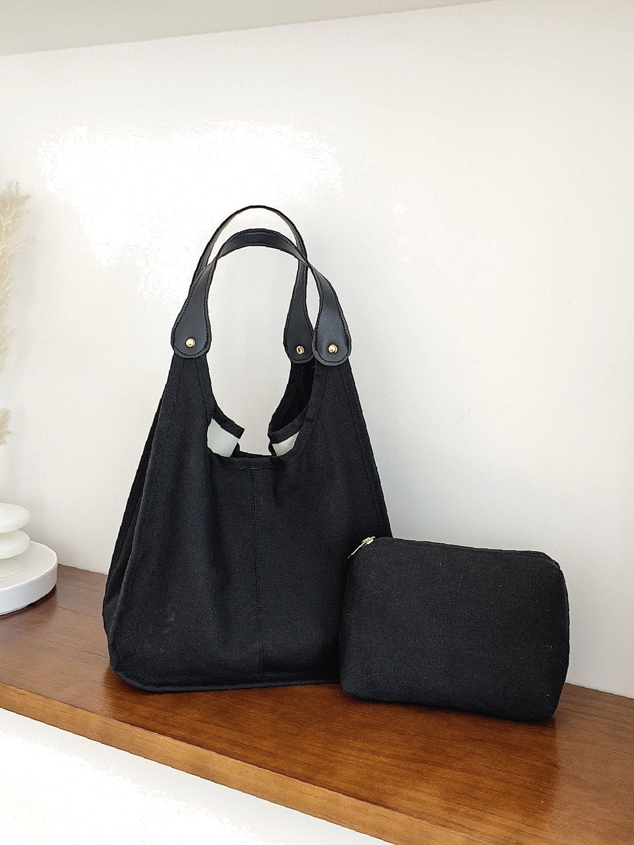 binfenxie - Minimalist Shoulder Tote Bag with Inner Pouch  - Women Tote Bags