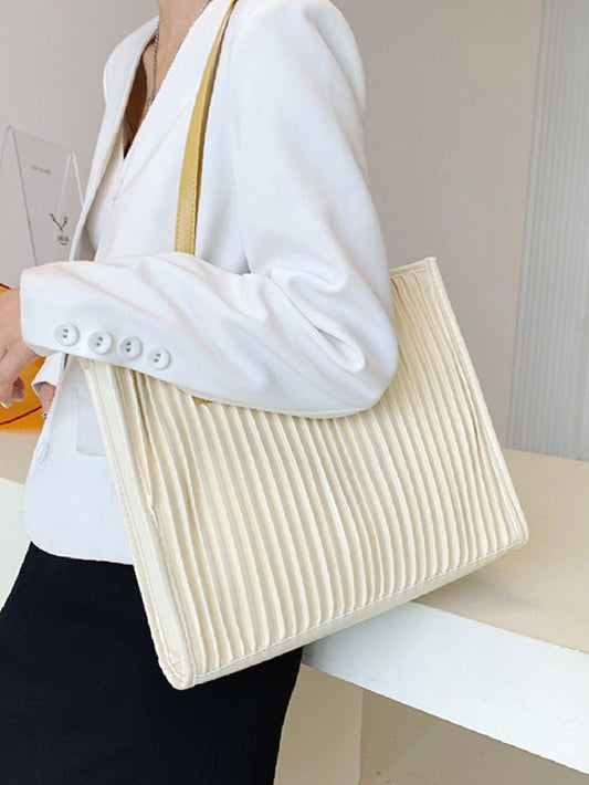 binfenxie - Vertical Striped Shoulder Tote Bag  - Women Tote Bags