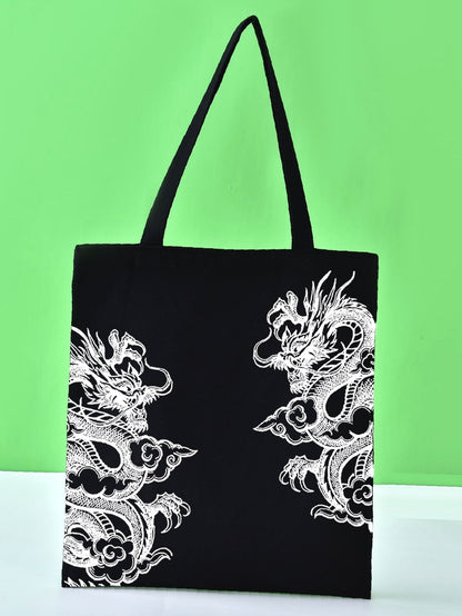 binfenxie - Chinese Dragon Graphic Shopper Bag  - Women Tote Bags