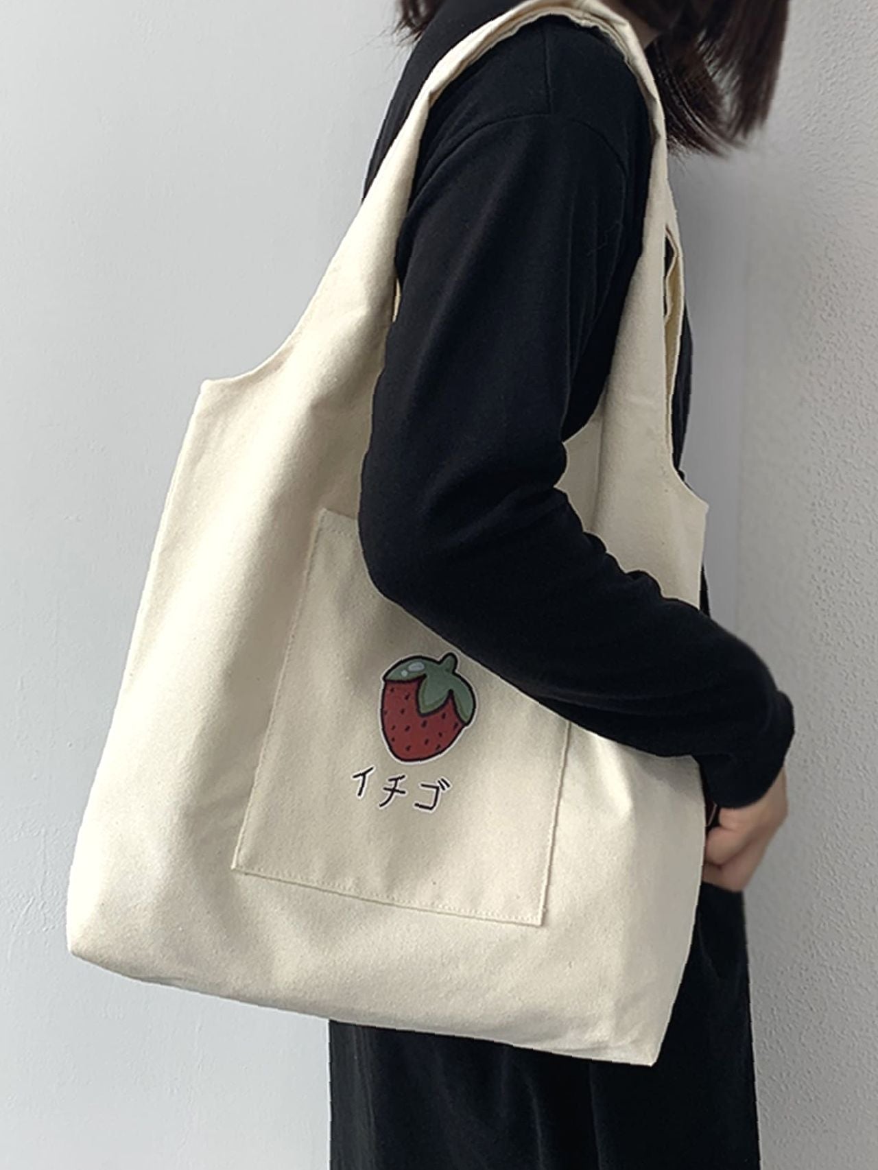 binfenxie - Strawberry Pattern Tote Bag  - Women Tote Bags