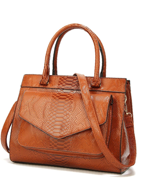 binfenxie - Minimalist Snake Embossed Top Handle Bag  - Women Tote Bags