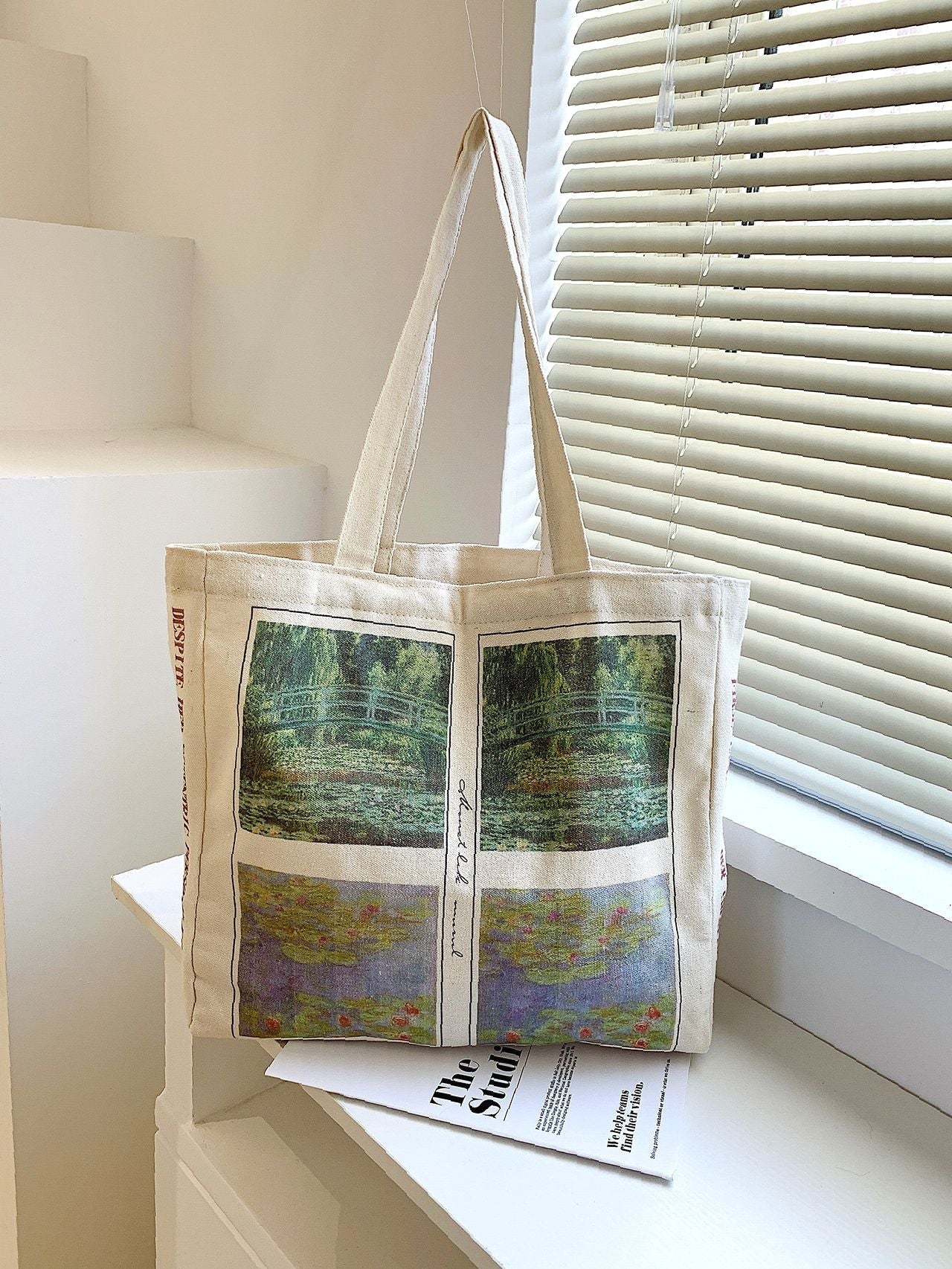 binfenxie - Scenery Print Canvas Tote Bag  - Women Tote Bags