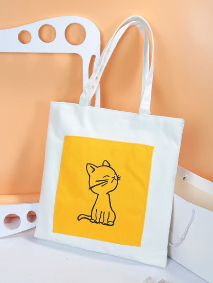 binfenxie - Cartoon Cat Print Tote Bag  - Women Tote Bags